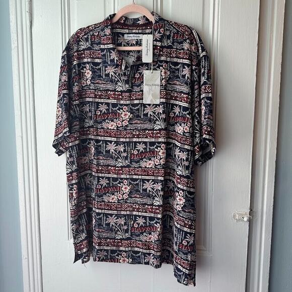 Tommy Bahama Shirt Mens XL Hawaii Tropical Palm Tree Island Silk Button Up NWT - Picture 1 of 7